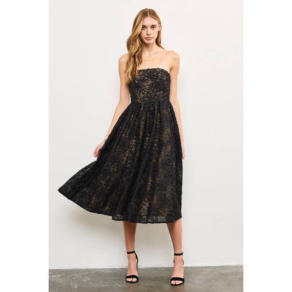 Floral Embroidered Strapless Dress