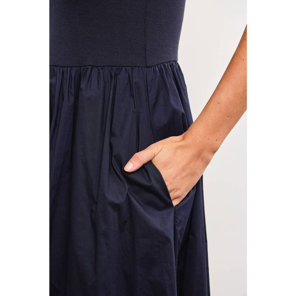 Scoop Neck Shirred Waist Flare Dress