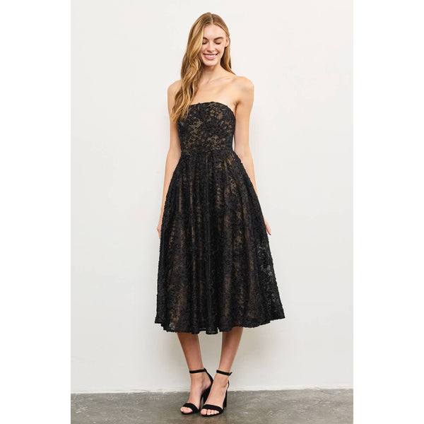 Floral Embroidered Strapless Dress