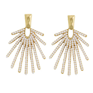 White Sunburst Statement Drop Earrings