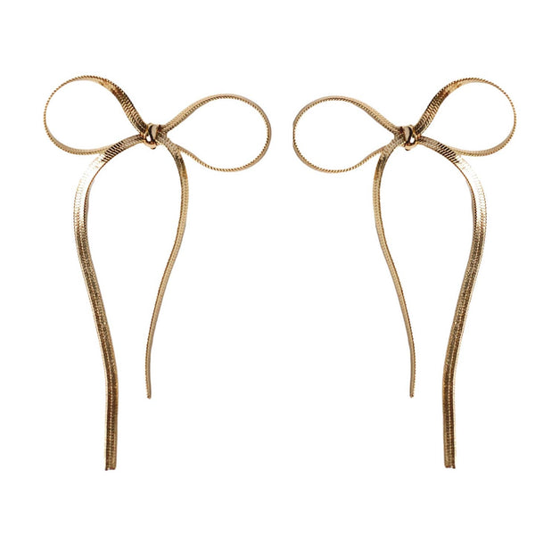 Maxi Gold Duster Bow Earrings