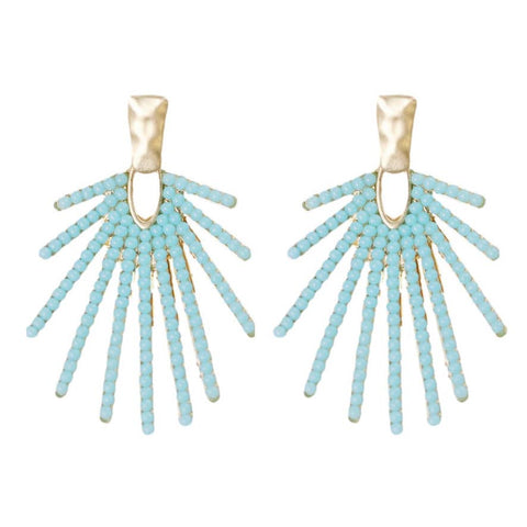 Turquoise Sunburst Statement Drop Earrings