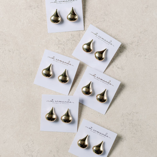 1 Inch Gold Teardrop Statement Stud