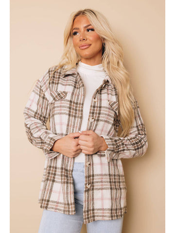 Ally Button Plaid Jacket