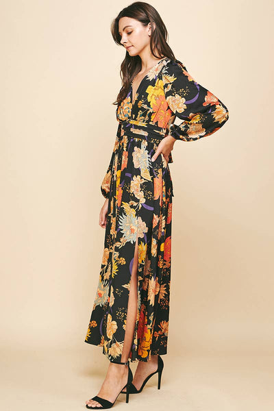 Floral Print Wrap Maxi Dress