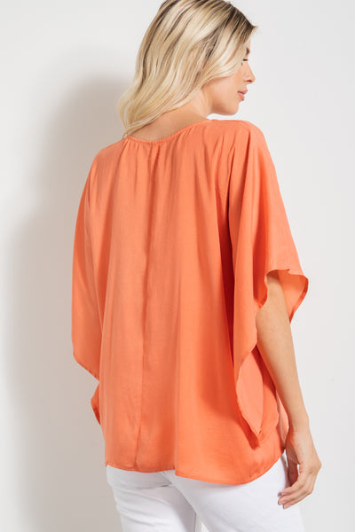 V Neck Satin Blouse Top