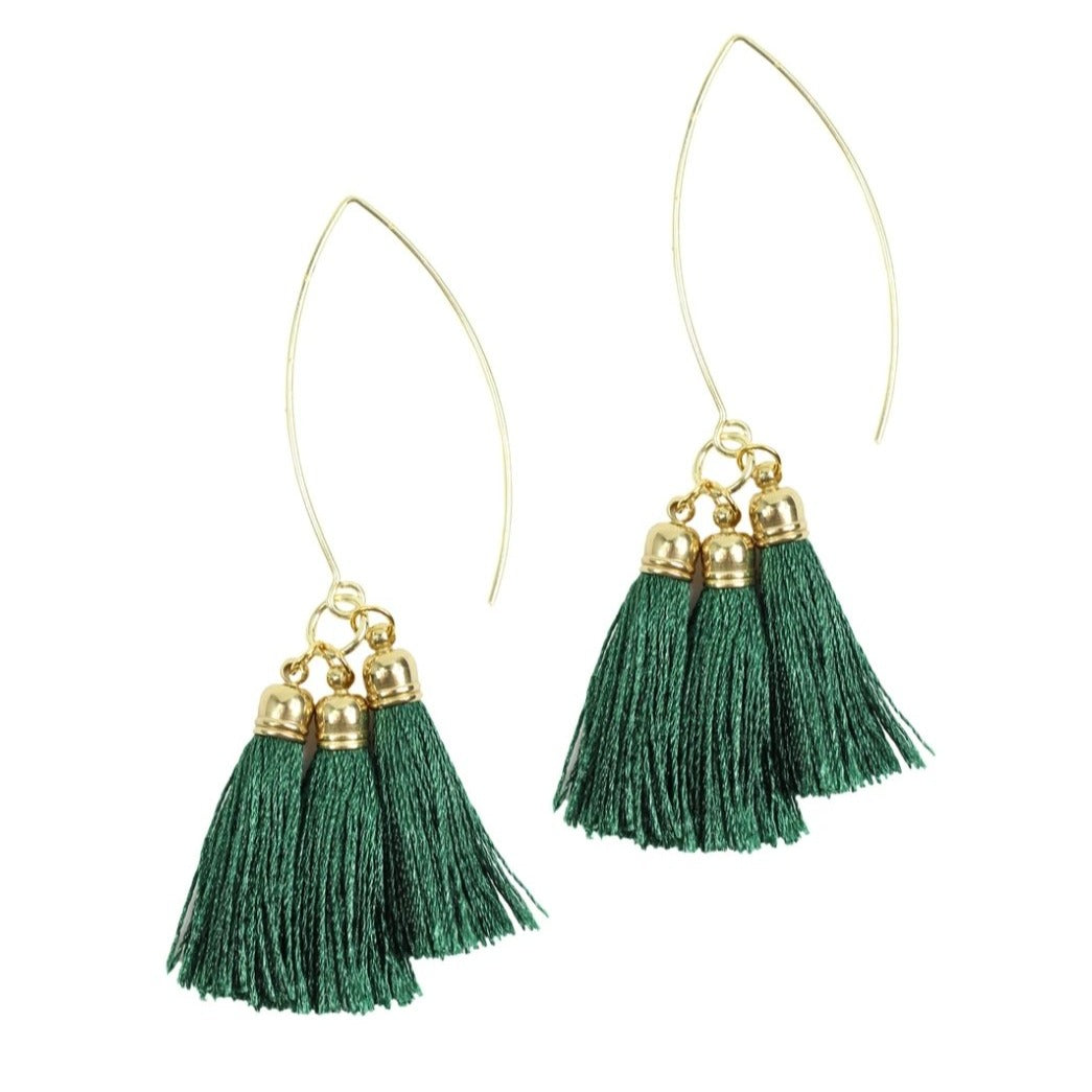 Green Tassel Hoops