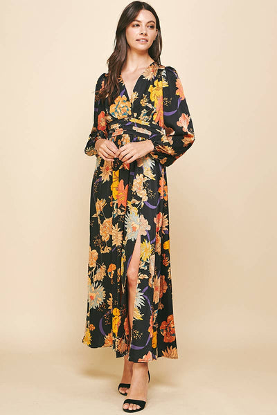 Floral Print Wrap Maxi Dress