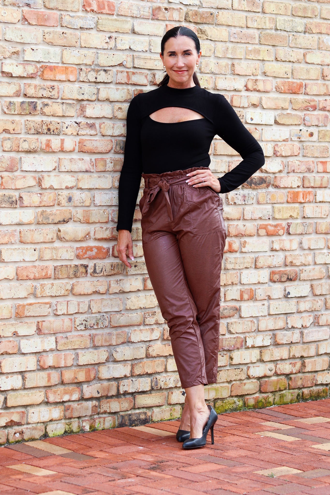 Paper bag Button Up Leather Pants