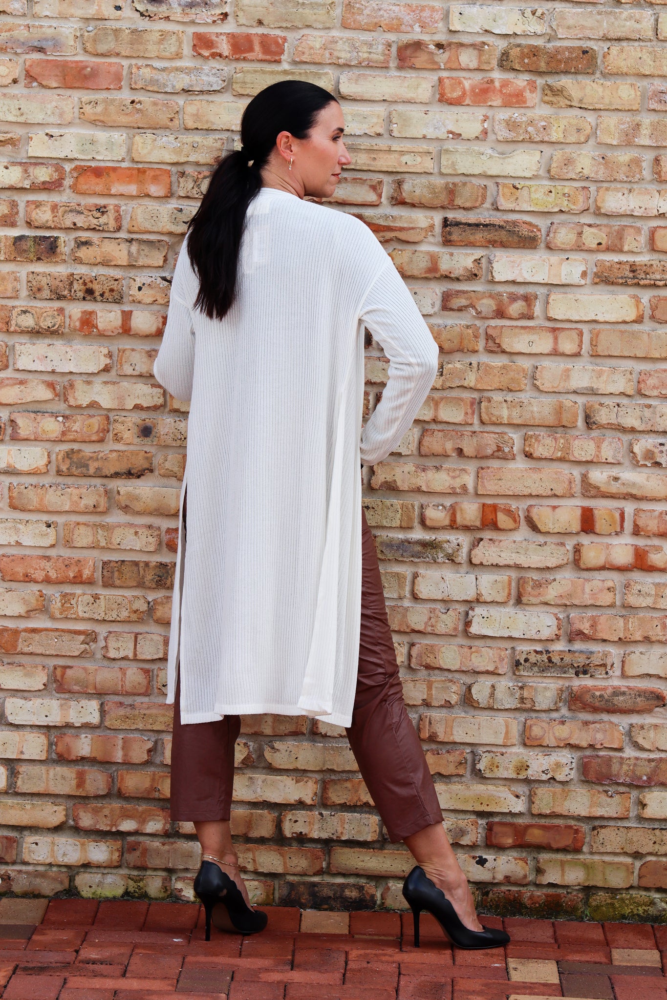 Rib Solid Long Sleeve Cardigan